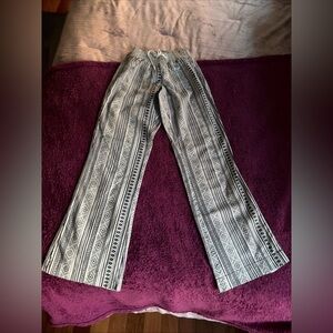 American Original Rewash Brand Striped Linen Pants Smocked Elastic Waist Sz S